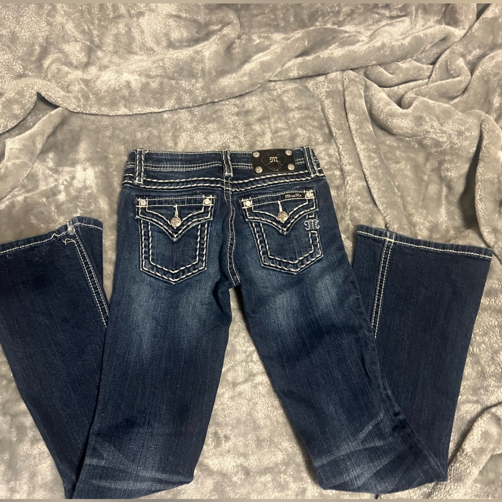 Miss Me girls 14 Dark Blue Jeans with White Stitching